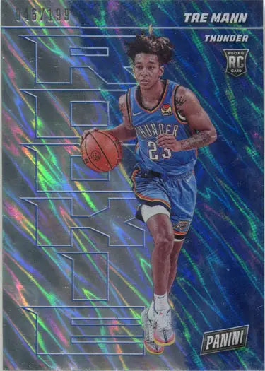 Holographic Lava Parallel Base Card of Tre Mann with the Oklahoma City Thunder in action
