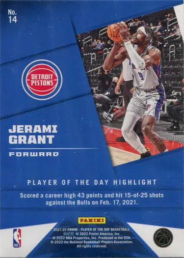 Basketball trading card of Jerami Grant in action from Panini’s Rainbow Parallel series