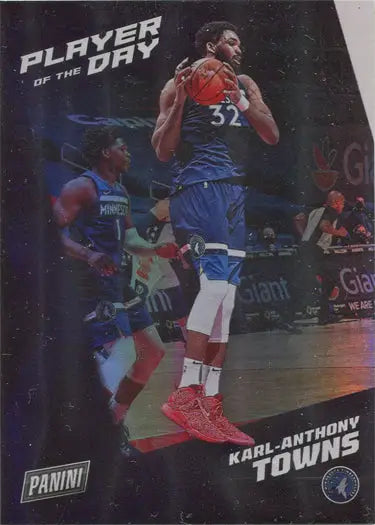 Basketball player in blue and white uniform jumping with ball on Panini Rainbow Parallel trading card