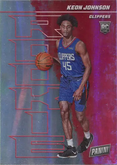 Basketball player in blue Clippers uniform with ball on Panini Rainbow Parallel trading card