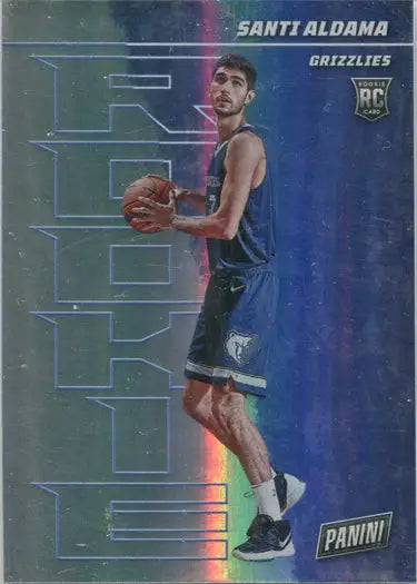 Basketball trading card of Santi Aldama from the Memphis Grizzlies rainbow parallel