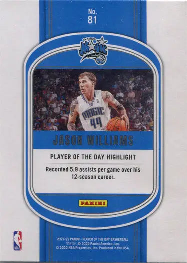 Orlando Magic player Jason Williams on a Panini Rainbow Parallel trading card