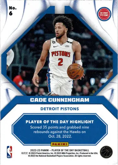 Basketball trading card of Cade Cunningham in red foil parallel for Detroit Pistons