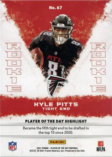 Atlanta Falcons Kyle Pitts Black Jersey Number 8 Panini Base Card Trading Card