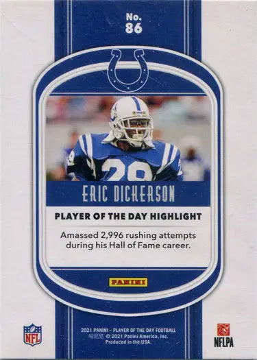 Eric Dickerson Indianapolis Colts Panini Player Of The Day base card trading card