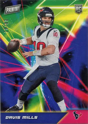 Football player in Houston Texans uniform ready to throw, featured on rookie insert card