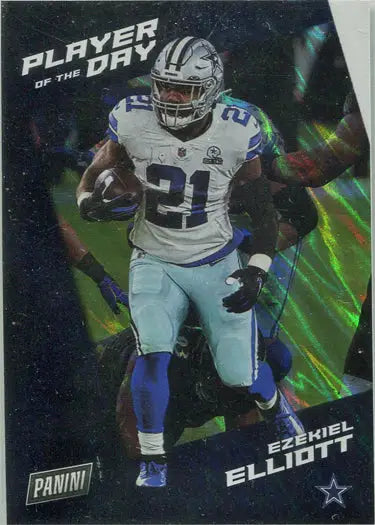 Football player in Dallas Cowboys uniform running with the ball on Silver Parallel trading card