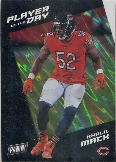 Football player in red jersey number 52 ready stance featured on Silver Parallel trading card