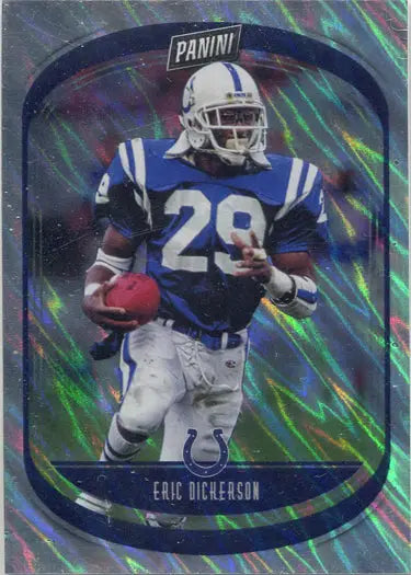 Football trading card of Colts player Eric Dickerson in silver parallel design