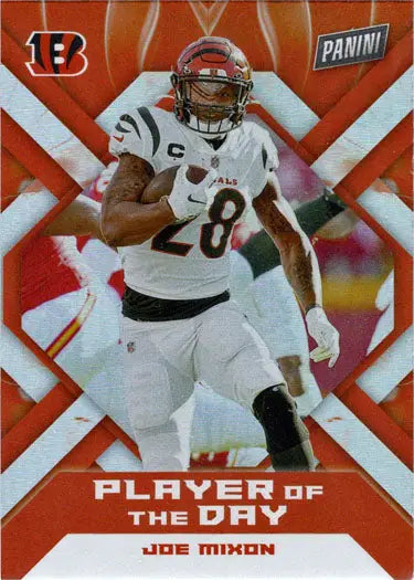 Cincinnati Bengals Joe Mixon in action on a Panini foil parallel football card