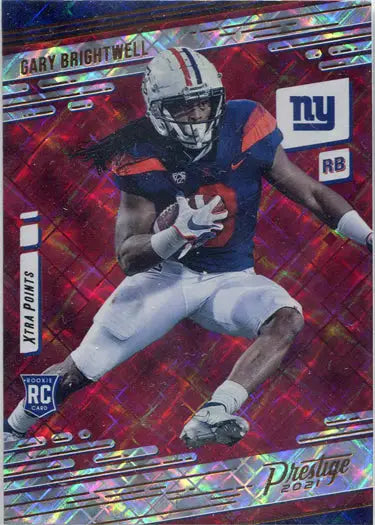 Football trading card of New York Giants player with shiny red background Xtra Points Diamond