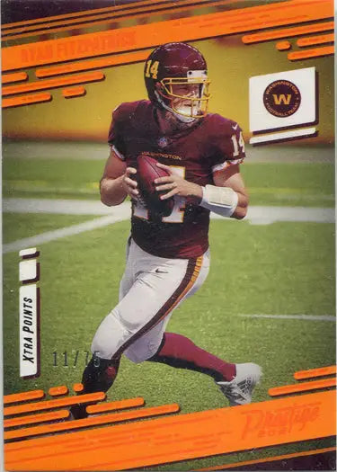 Football player in burgundy jersey running with ball on Xtra Points Orange Parallel Card