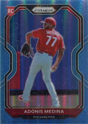 Baseball trading card of Adonis Medina in Carolina Blue Parallel for the Phillies