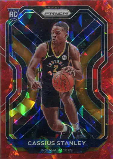 Shiny red cracked ice parallel card of C. Stanley from Indiana Pacers Basketball