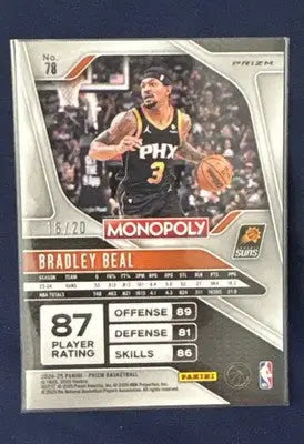 Panini Prizm Monopoly 16/20 Green Millionaire Shimmer Bradley Beal - Basketball Card Single