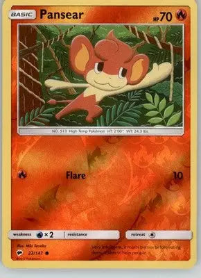 Pansear - Burning Shadows - 22/147 - Reverse Holo LP Pokemon - Pokémon Card Single