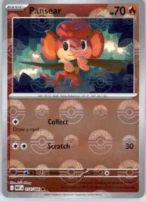 Pansear - Poke Ball Pattern - SV: White Flare - 014/086 - Holo NM - Pokémon Card Single