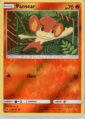 Pansear - SM - Burning Shadows - Reverse Holo LP - #22/147 - Pokémon Card Single