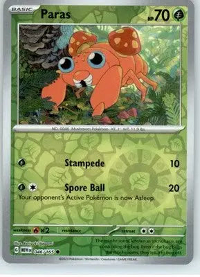 Paras - SV: Scarlet & Violet 151 - Reverse Holo NM - #046/165 - Pokémon Card Single