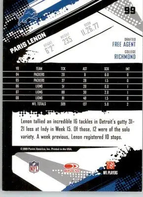 Paris Lenon - 2009 Score - #99 - Football - Football Card Single