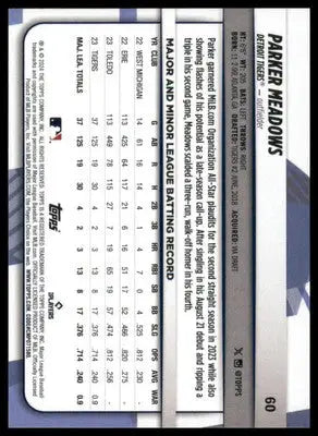 Parker Meadows Rookie 2024 Topps Big League #60 Detroit Tigers - Baseball Card Single