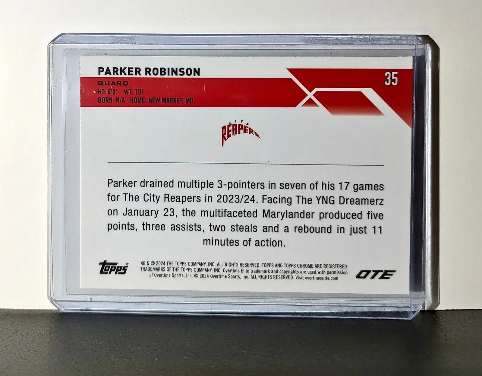 Parker Robinson Rookie Card 2023-24 Topps Chrome Overtime #35 City Reapers - Basketball Card Single