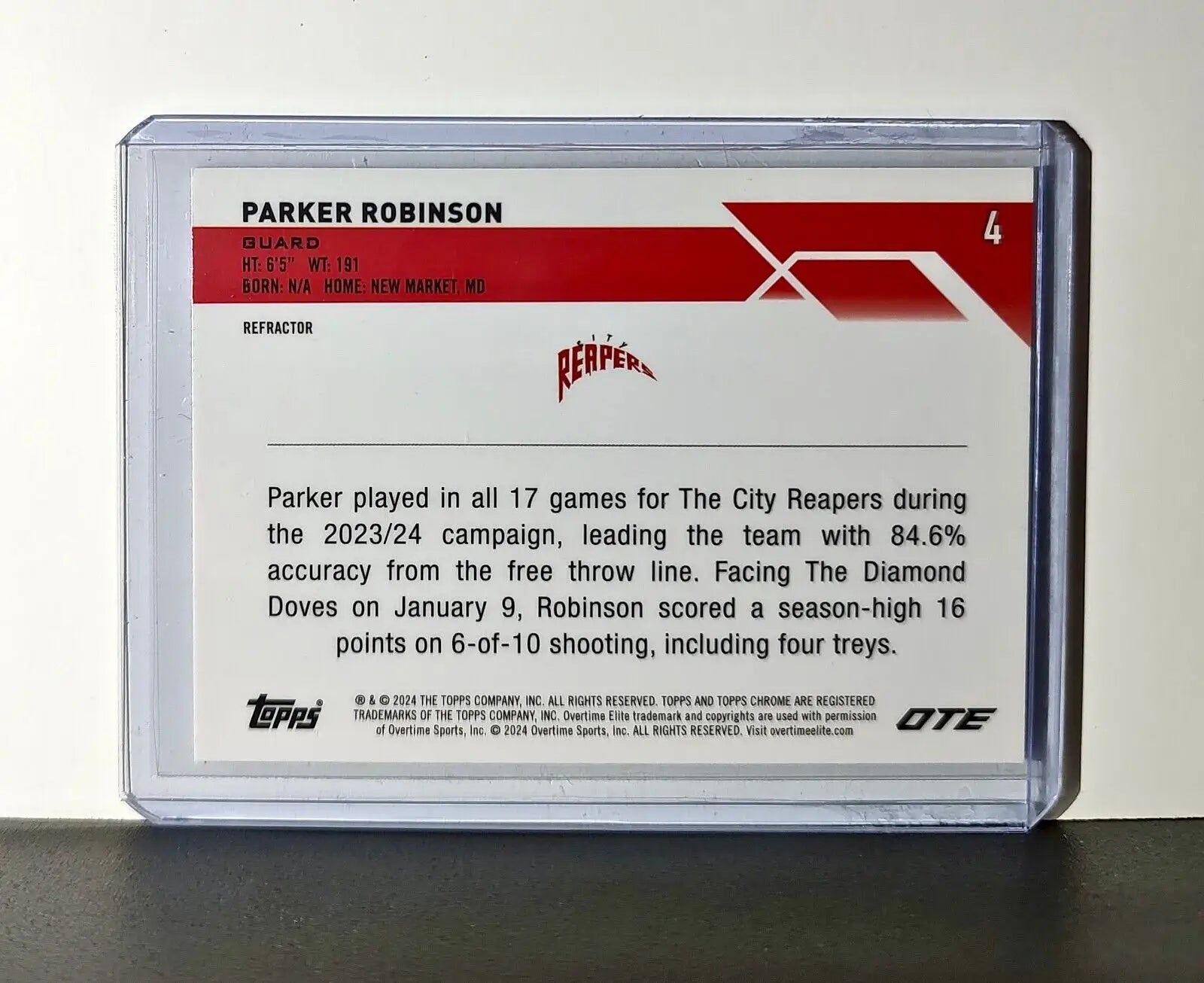 Parker Robinson Rookie Refractor 2023-24 Topps Chrome Overtime #4 City Reapers - Basketball Card Single