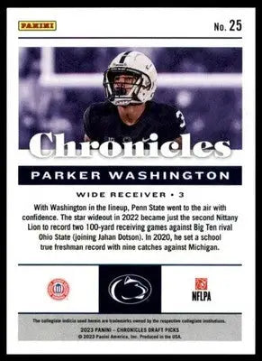 Parker Washington 2023 Panini Chronicles Draft Picks #25 Penn State - Football Card Single
