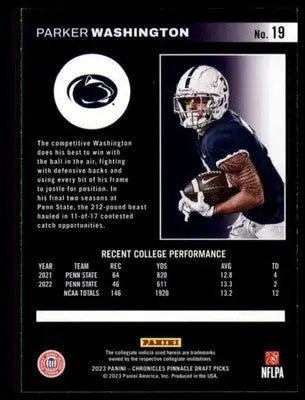 Parker Washington 2023 Panini Chronicles Draft Picks Pinnacle #19 Penn State - Football Card Single