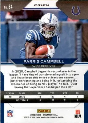 Parris Campbell - 2020 Panini Prizm - #84 - Prizm Green Football - Football Card Single
