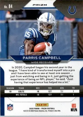 Parris Campbell - 2020 Panini Prizm - #84 - Prizm Red White and Blue Football - Football Card Single