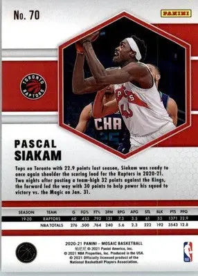 Pascal Siakam - 2020-21 Panini Mosaic - #70 - Basketball - Basketball Card Single