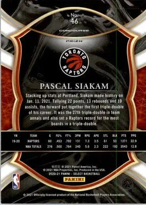 Pascal Siakam - 2020-21 Panini Select - #46 - Red White Orange Flash Basketball - Basketball Card Single