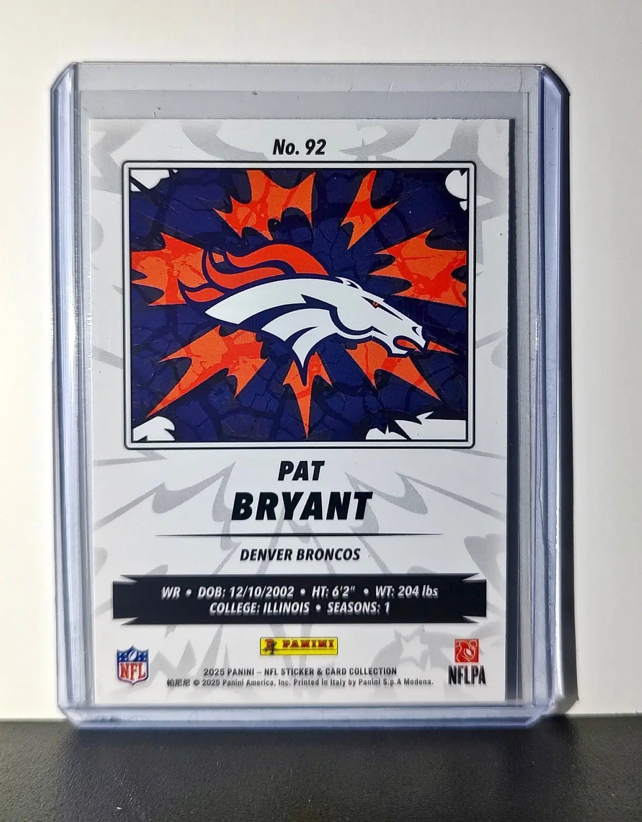 Pat Bryant Rookie 2025 Panini NFL #92 Foil Sticker Card Denver Broncos - Football Card Single