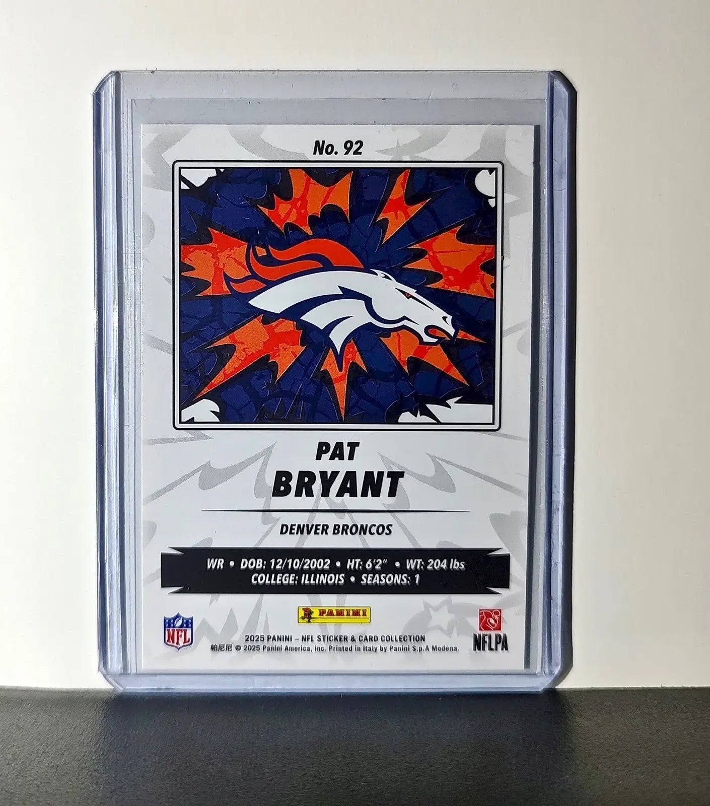 Pat Bryant Rookie 2025 Panini NFL #92 Sticker Card Denver Broncos - Football Card Single