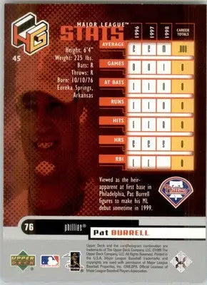Pat Burrell - 1999 Upper Deck HoloGrFX - #45 - RC Baseball - Baseball Card Single