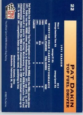Pat Dakin - 1992 Pro Set NHRA - #22 - Racing - Racing Card Single