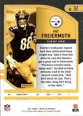 Pat Freiermuth - 2021 Panini Absolute - #117 - Green Football - Football Card Single