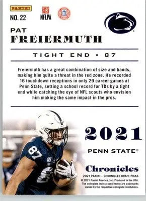 Pat Freiermuth - 2021 Panini Chronicles Draft Picks - #22 - Football - Football Card Single