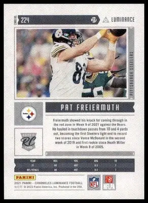 Pat Freiermuth 2021 Panini Chronicles Luminance Update Rookies #224 Steelers - Football Card Single