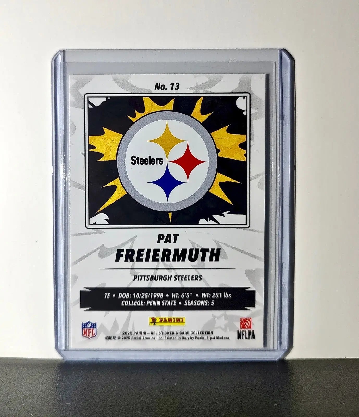 Pat Freiermuth 2025 Panini NFL #13 Sticker Card Pittsburgh Steelers - Football Card Single