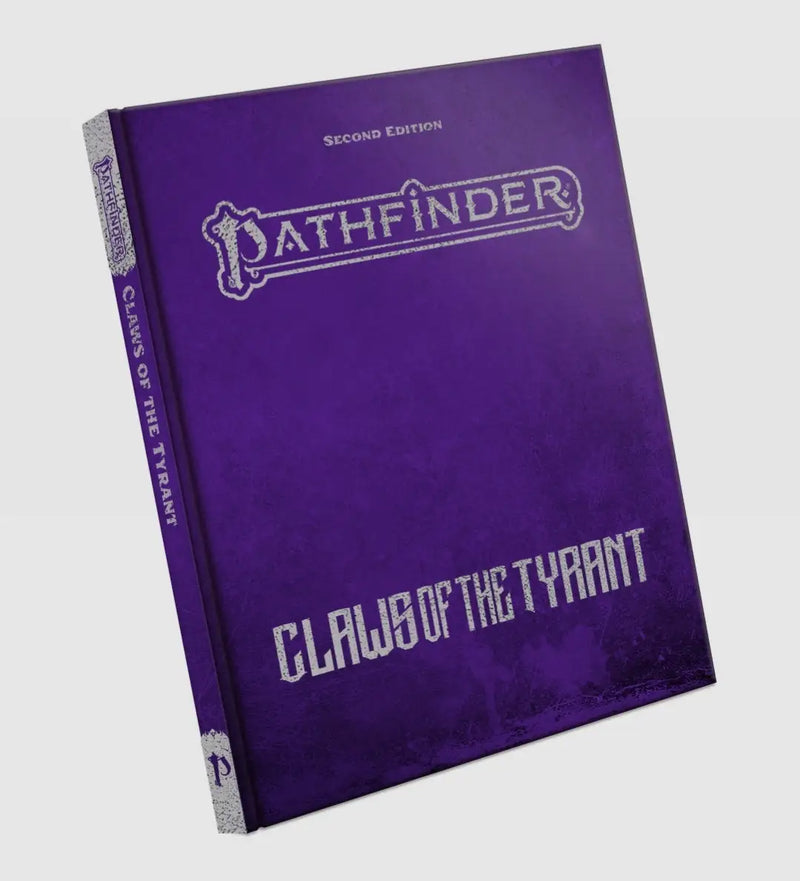 Purple Pathfinder roleplaying game book in Tyrant Special Edition with bound-in ribbon bookmark