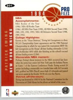 Patrick Ewing - 1994-95 Collector’s Choice - #201 - Basketball - Basketball Card Single