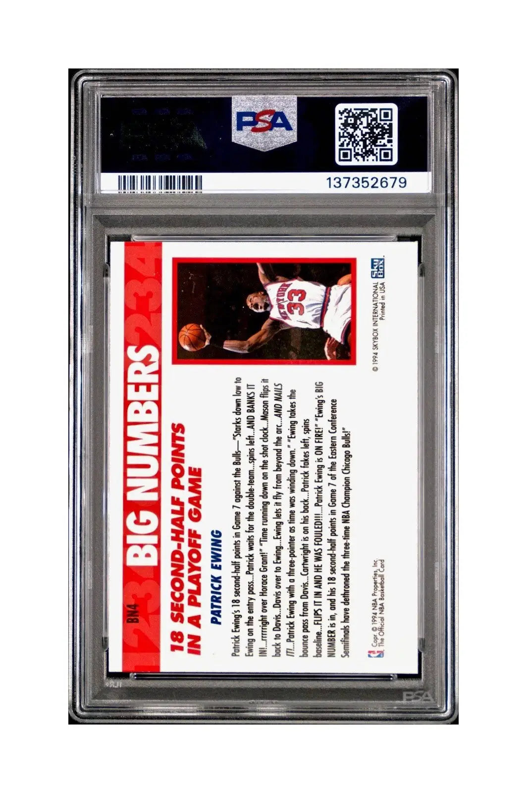 Patrick Ewing 1994 NBA Hoops Big Numbers #BN4 Rainbow PSA 8 NM-MT