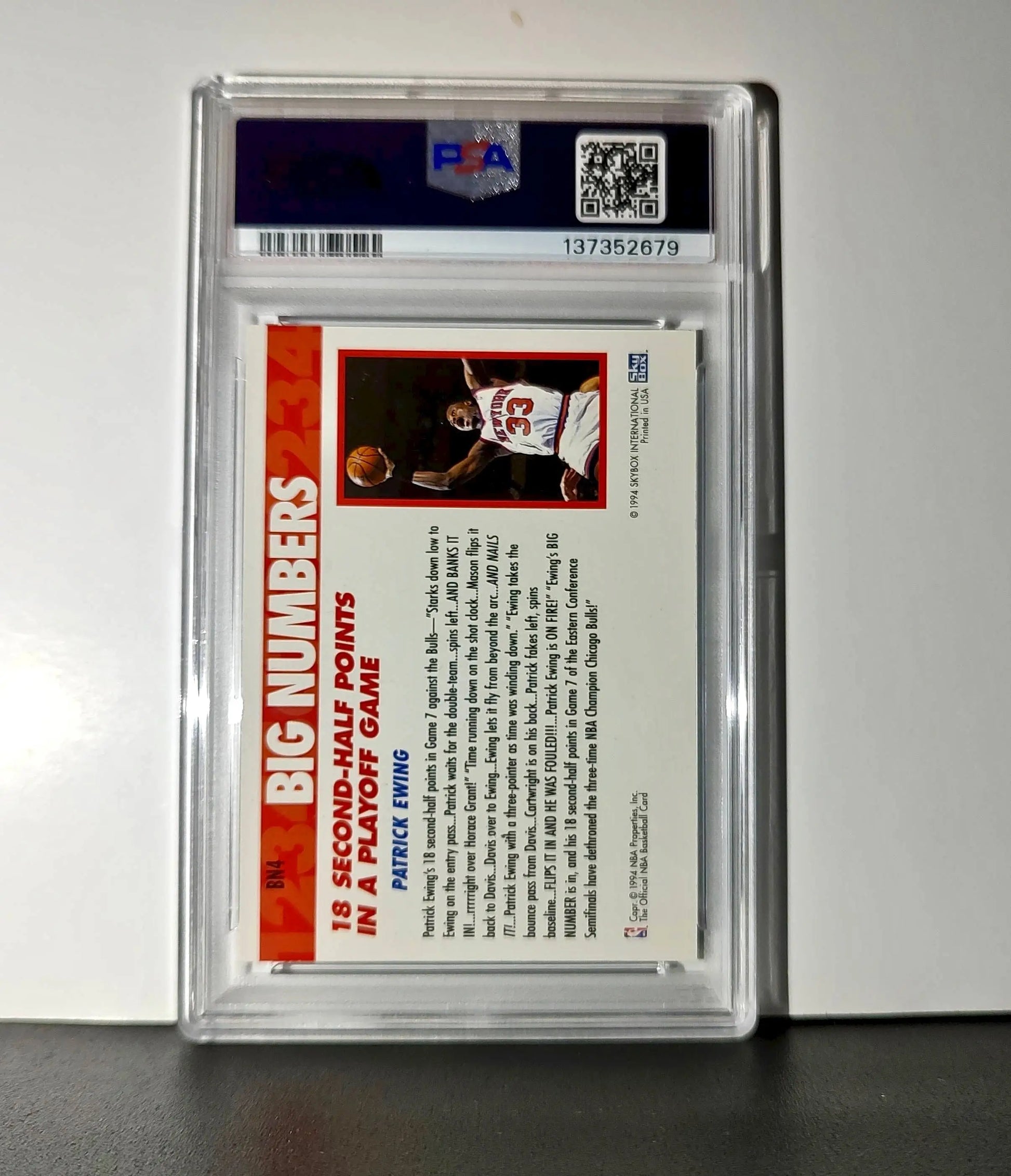 Patrick Ewing 1994 NBA Hoops Big Numbers #BN4 Rainbow PSA 8 NM-MT