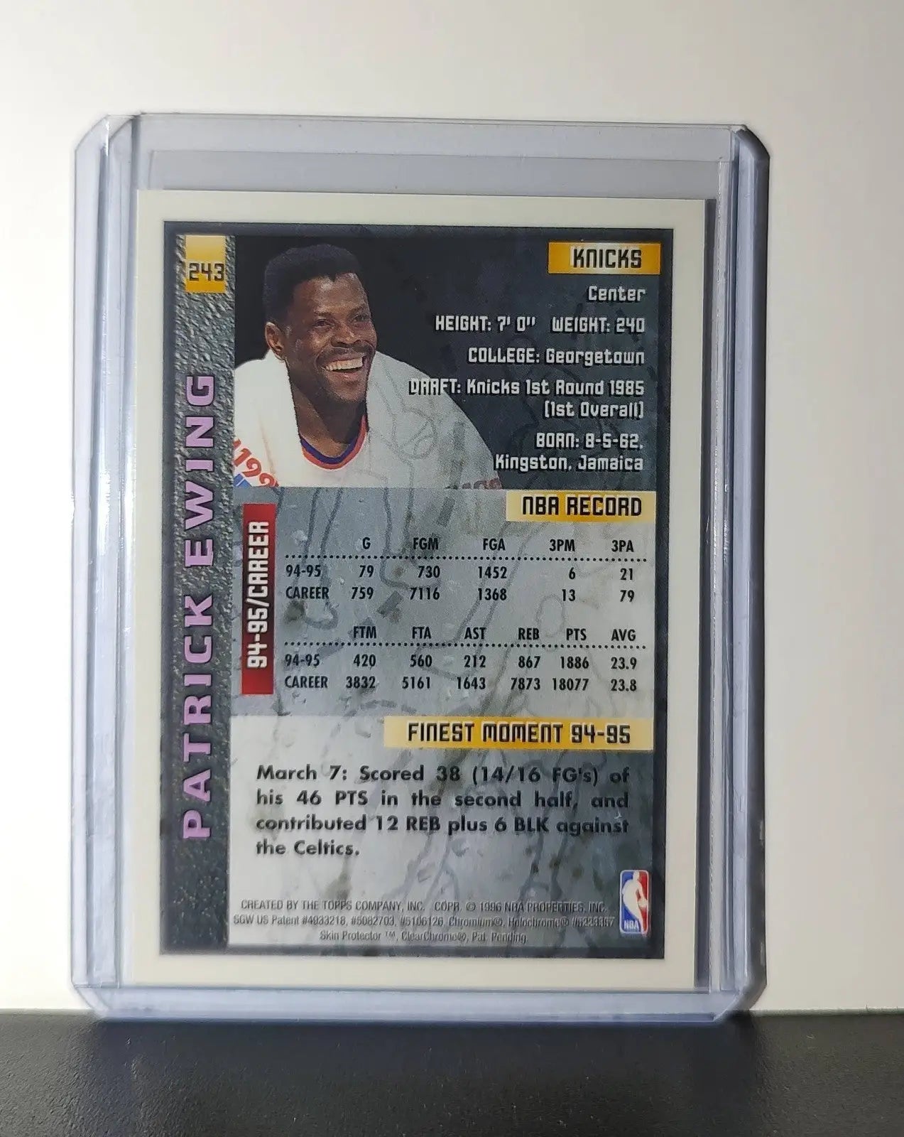 Patrick Ewing 1995-96 Topps Finest NBA #243 Card New York Knicks - Basketball Card Single