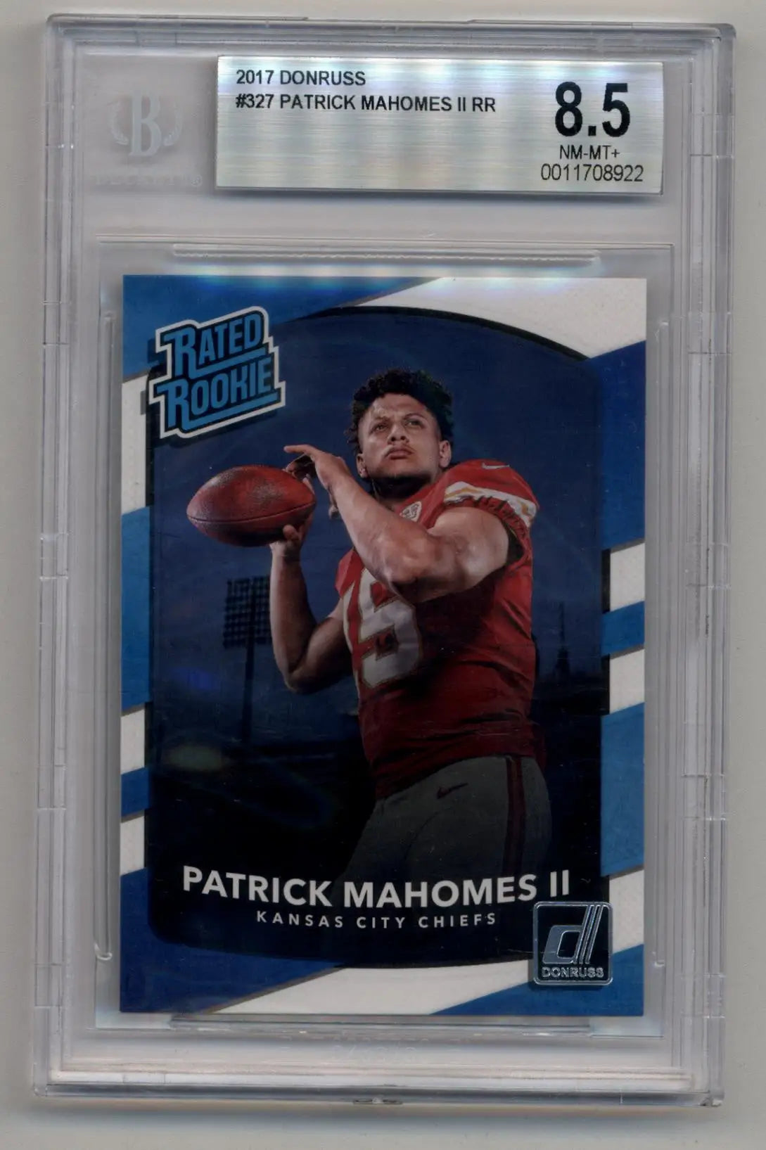 Patrick Mahomes 2017 Donruss Rated Rookie #327 BGS 8.5 Near Mint Mint+ - Singles