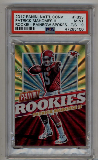 Patrick Mahomes 2017 National Convention Rainbow Spokes 20/25 PSA 9 Mint - Singles