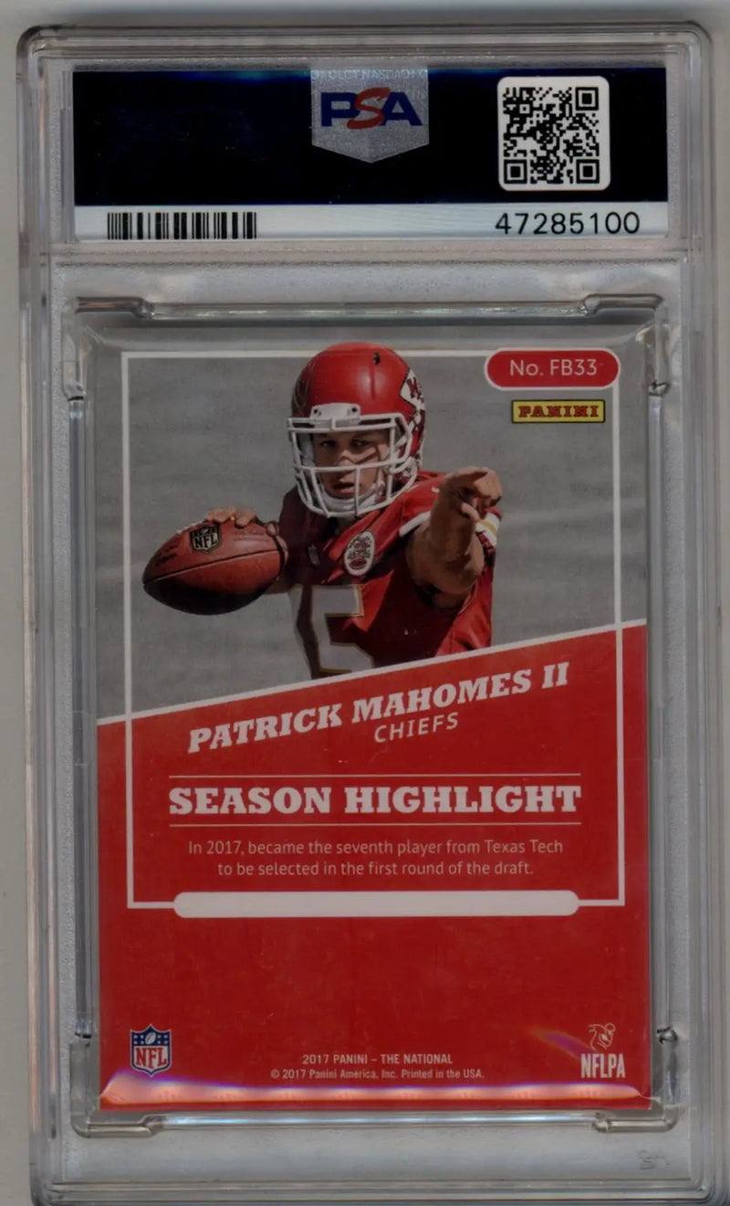 Patrick Mahomes 2017 National Convention Rainbow Spokes 20/25 PSA 9 Mint - Football Card Single