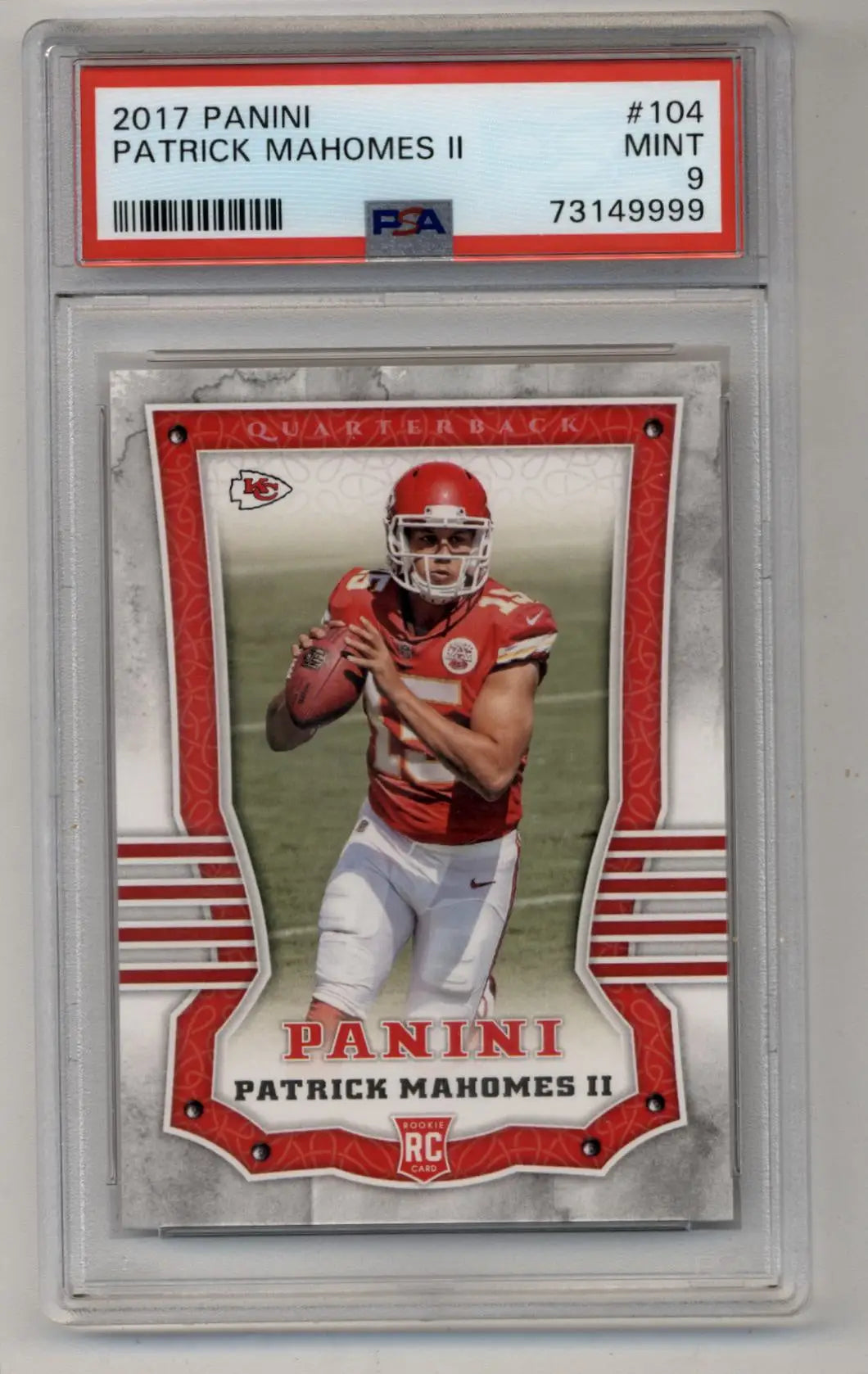 Patrick Mahomes 2017 Panini #104 PSA 9 Mint 9999 - Singles